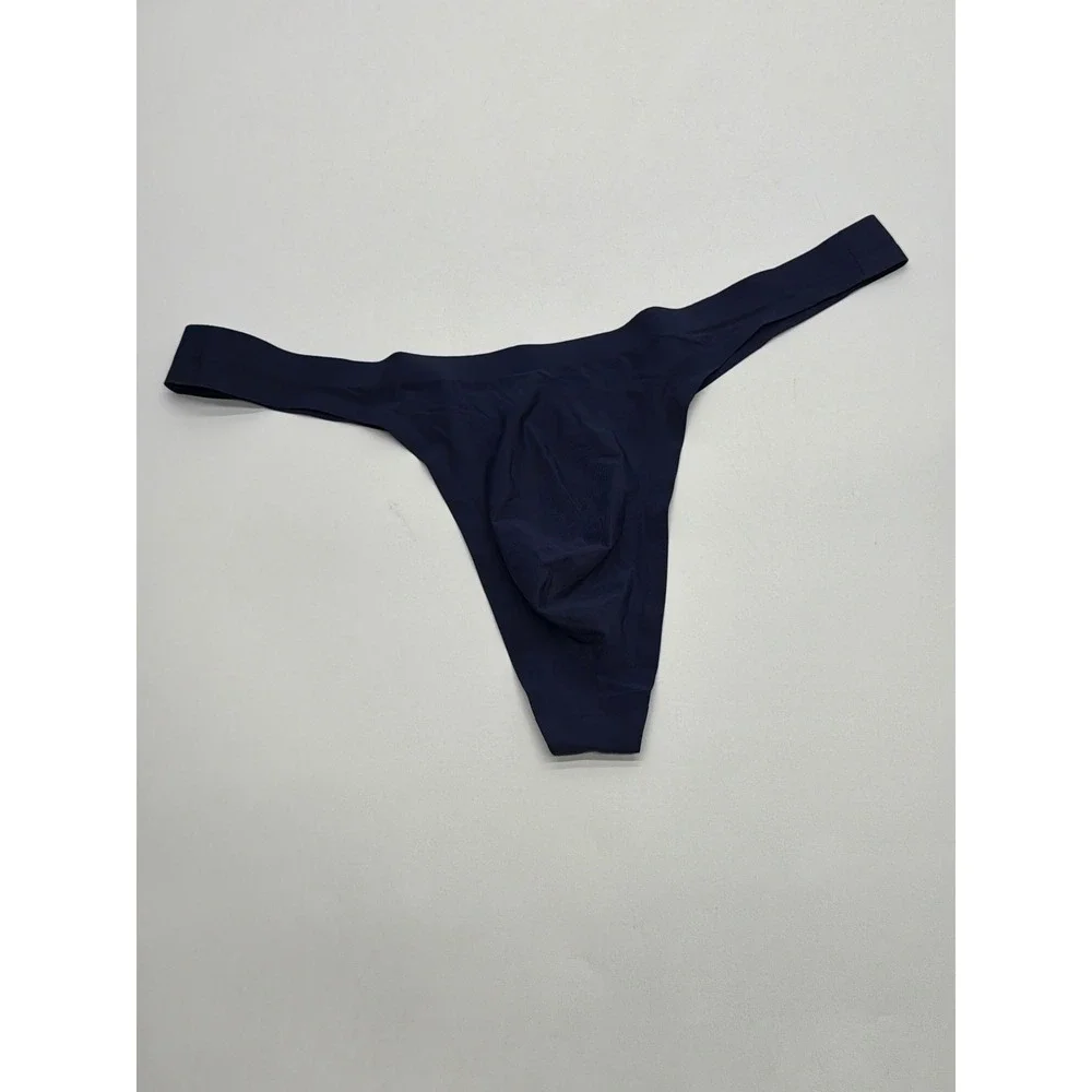 Mens Seamless Navy Blue Thong Underwear XL Low Rise Stretch Contoured Pouch